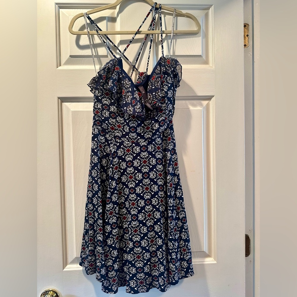 Jessica Simpson Elegant Blue and White Mini Dress